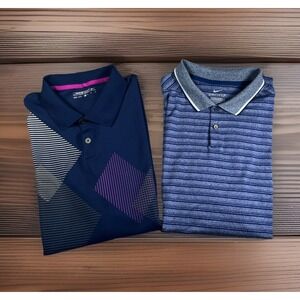 Lot of 2 Nike Dri-FIT Golf Polo Shirts Mens XL Performance Breathable‎ Stretch